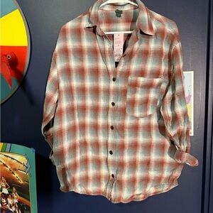 Womens Plaid Shirt - Red and Blue